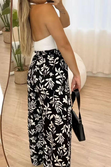 Full Size Printed High Waist Wide Leg Pants - Love Salve