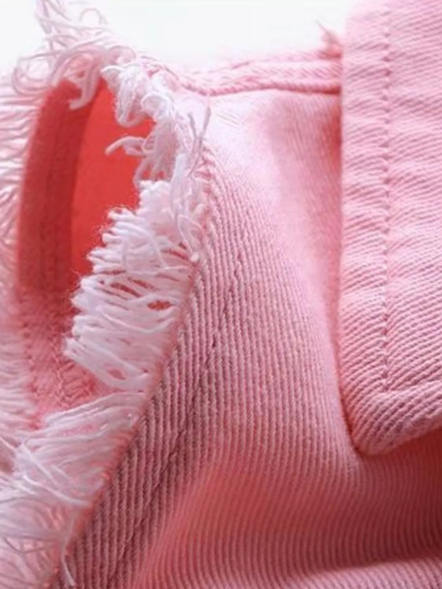 Full Size Sleeveless Frayed Denim Vest Jacket Plus Size - Love Salve