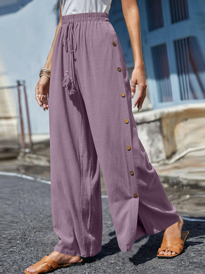 Full Size Tassel Wide Leg Pants - Love Salve