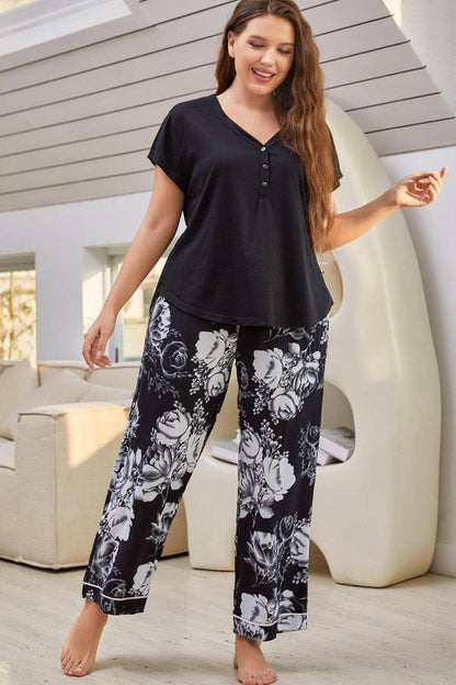 Vibrant Floral V-Neck Lounge Set with Soft PantsVibrant Floral V-Neck Lounge Set with Soft Pants
 Upgrade your loungewear collection with our Vibrant Floral V-Neck Lounge Set, a perfect blend of style and comfort!Love Salve -Neck Lounge Setlounge