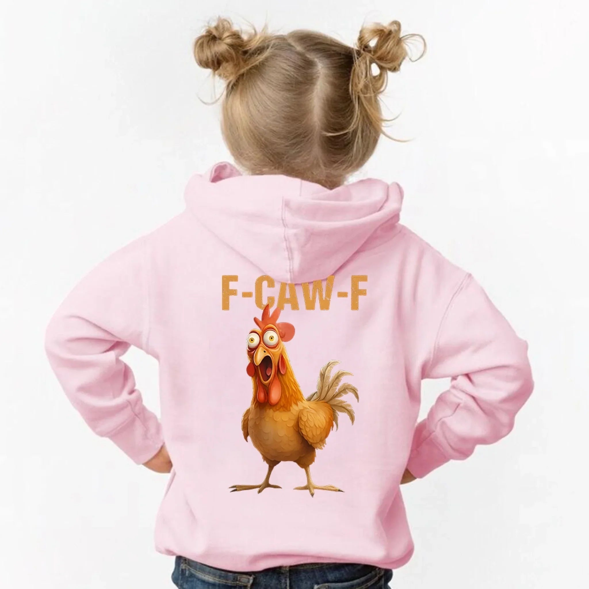 Funny F-Caw-F Chicken Back Print Kids Hoodie Adorb Custom Tees