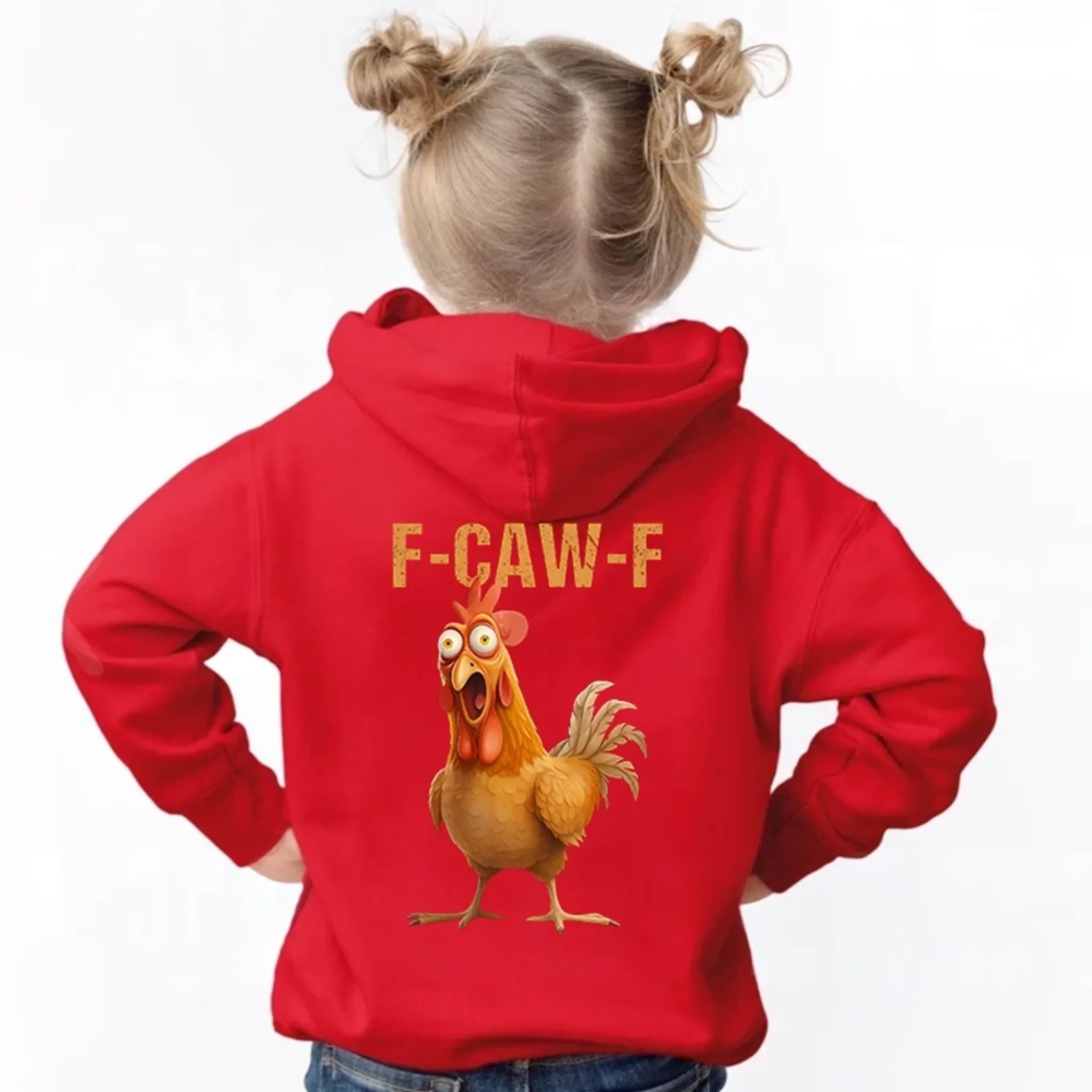 Funny F-Caw-F Chicken Back Print Kids Hoodie Adorb Custom Tees