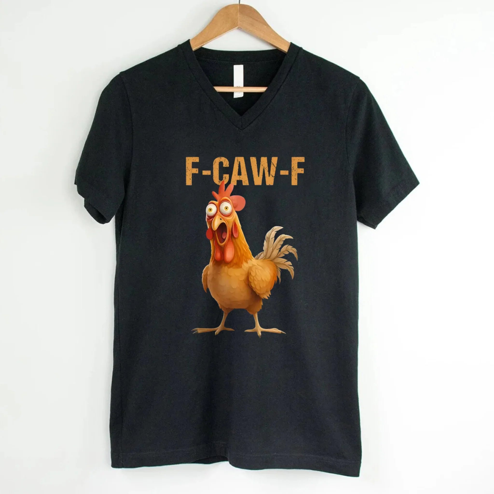 Funny F-Caw-F Rooster Unisex V-Neck T-Shirt Adorb Custom Tees