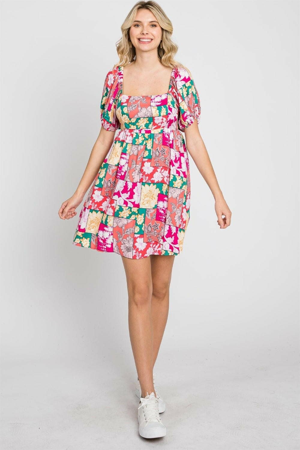 GeeGee Floral Ruff Sleeve Mini Dress - Love Salve