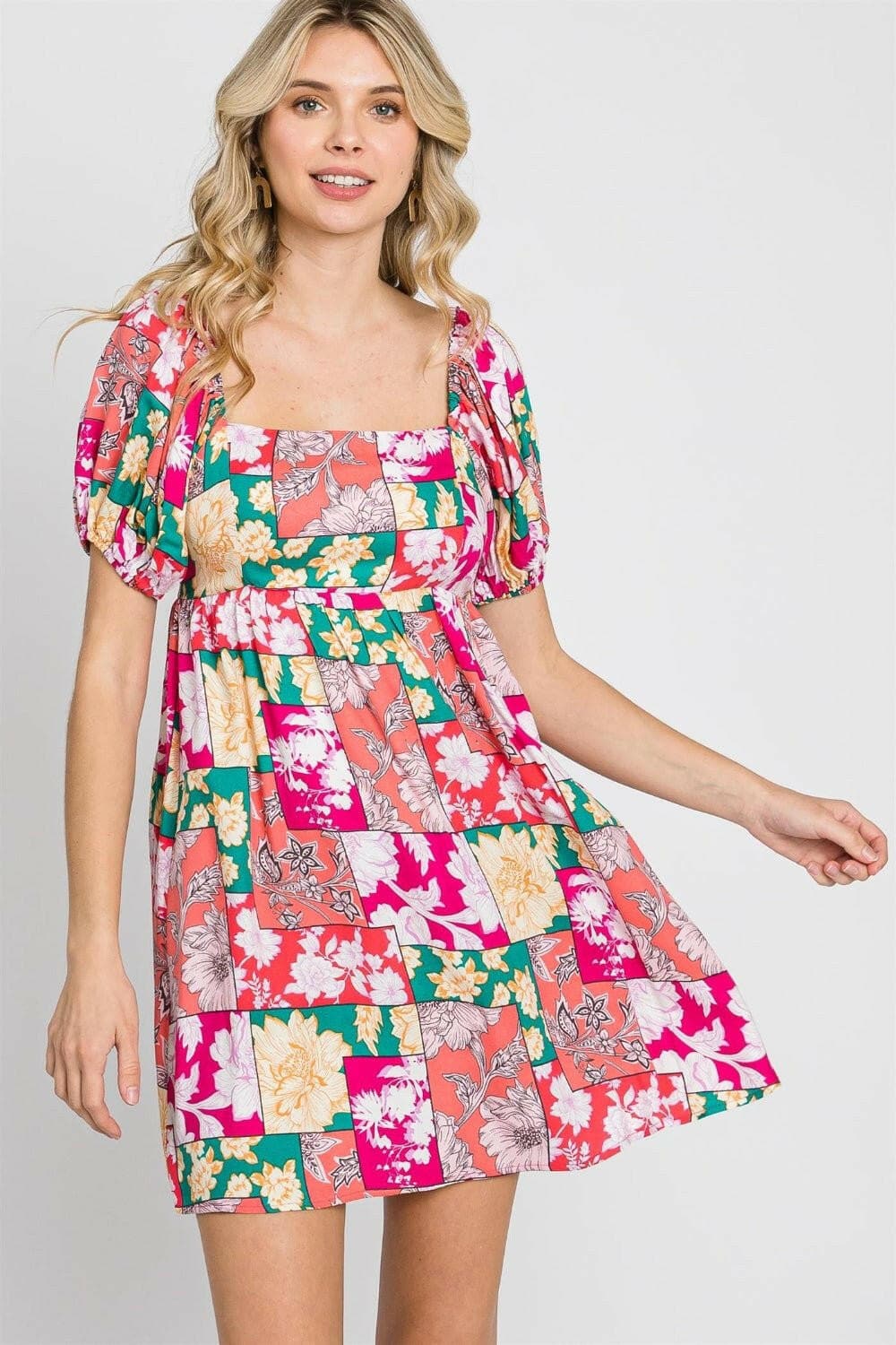 GeeGee Floral Ruff Sleeve Mini Dress - Love Salve