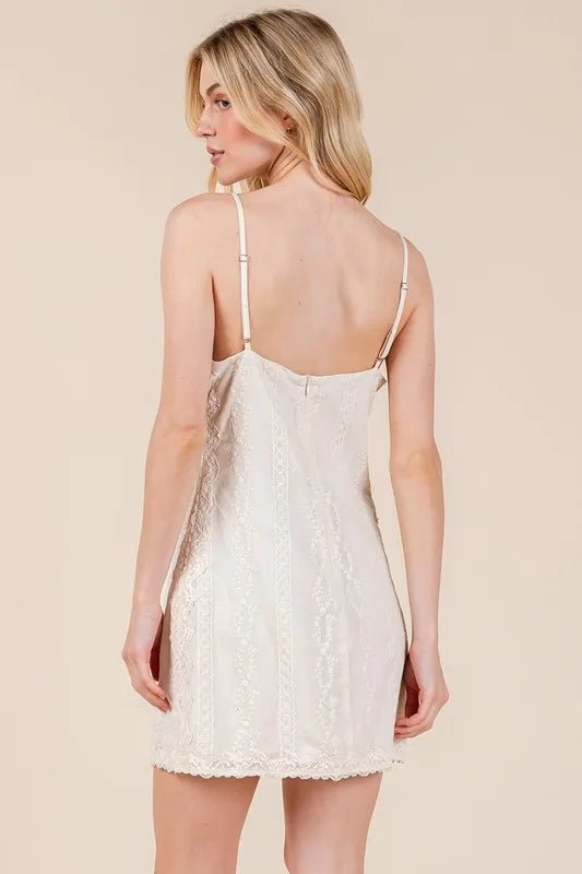 GeeGee Lace Detail Adjustable Strap Mini Cami Dress for Women - Love Salve 