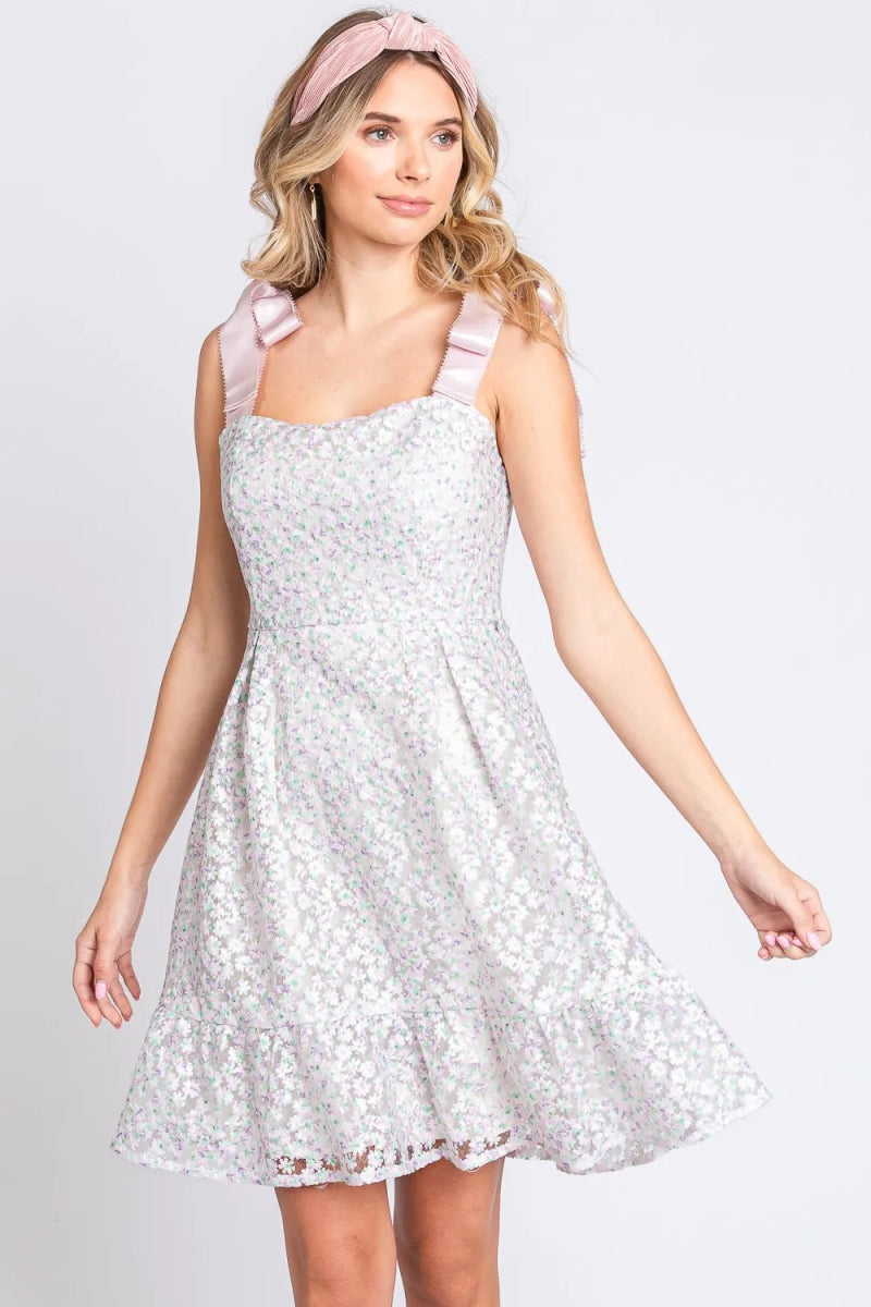 GeeGee Mesh Floral Embroidered Sleeveless Dress for Women - Love Salve