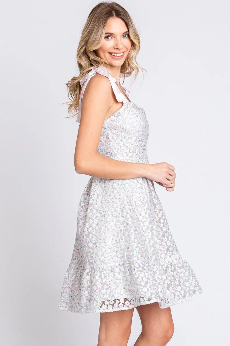 GeeGee Mesh Floral Embroidered Sleeveless Dress for Women - Love Salve