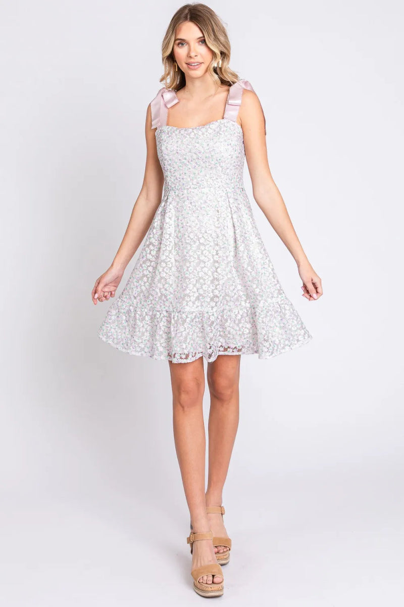 GeeGee Mesh Floral Embroidered Sleeveless Dress for Women - Love Salve