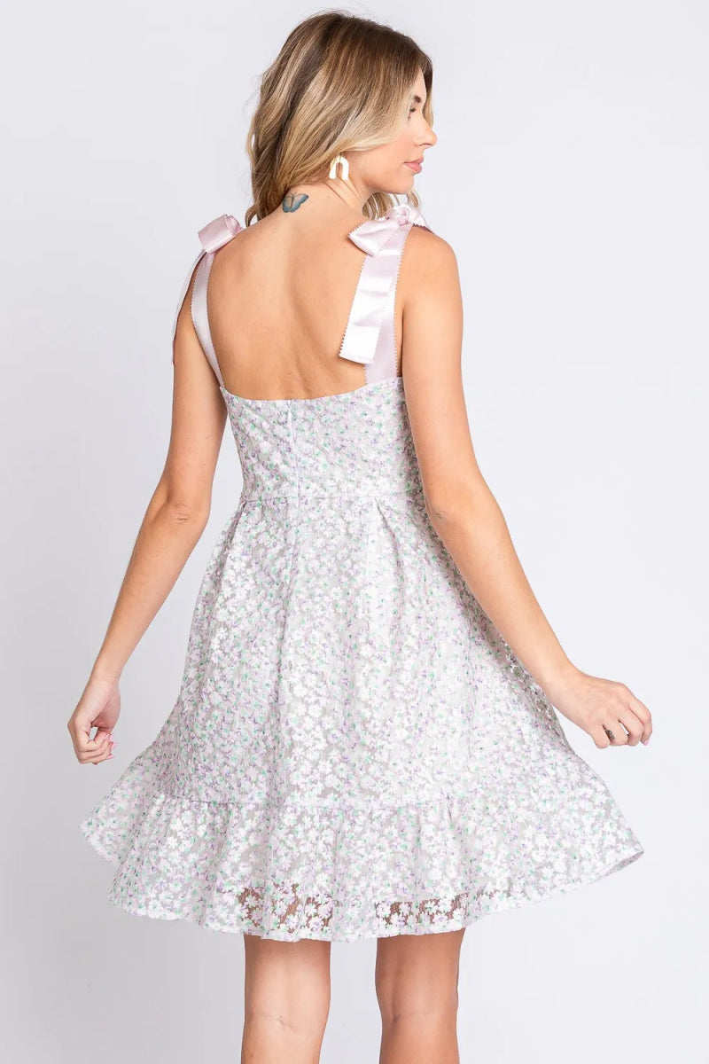 GeeGee Mesh Floral Embroidered Sleeveless Dress for Women - Love Salve