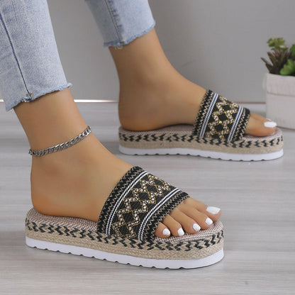 Geometric Weave Platform Sandals - Love Salve