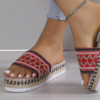 Geometric Weave Platform Sandals - Love Salve