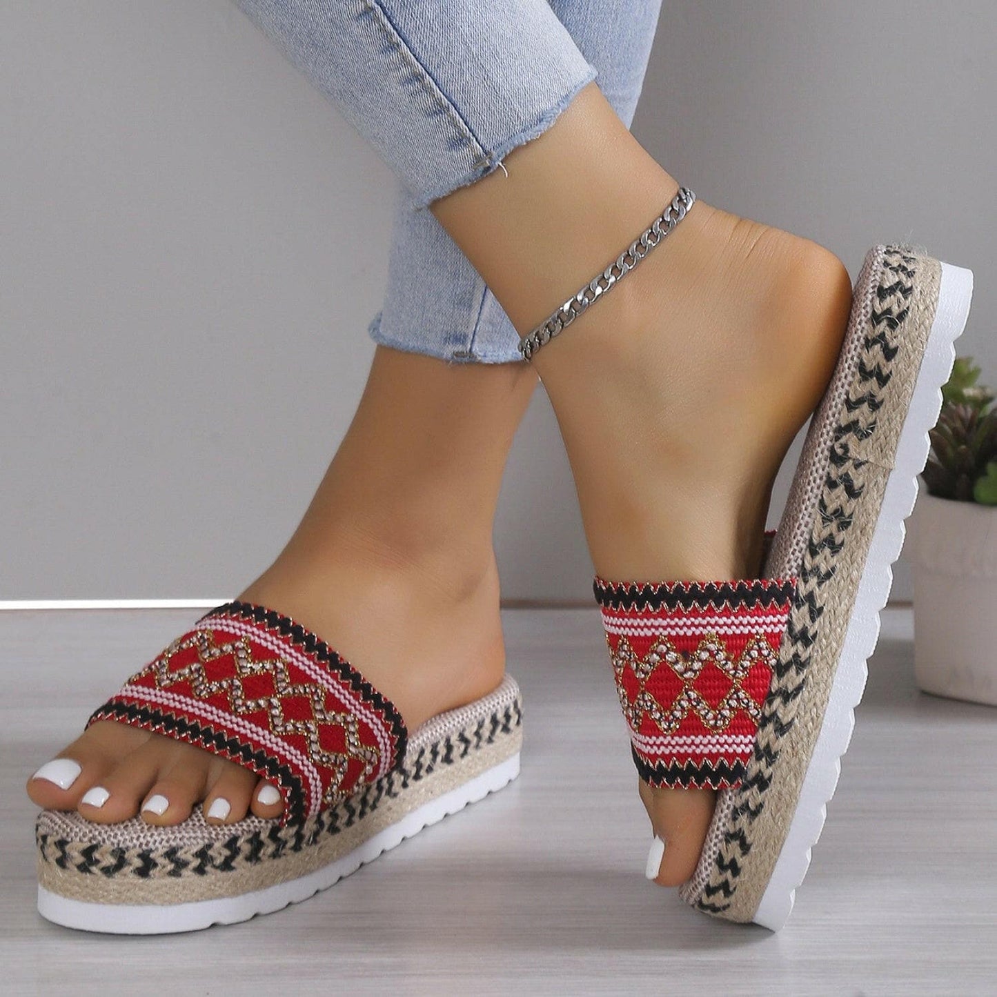 Geometric Weave Platform Sandals - Love Salve