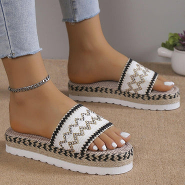 Geometric Weave Platform Sandals - Love Salve