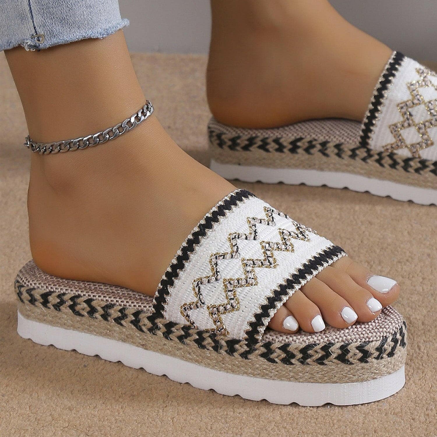 Geometric Weave Platform Sandals - Love Salve