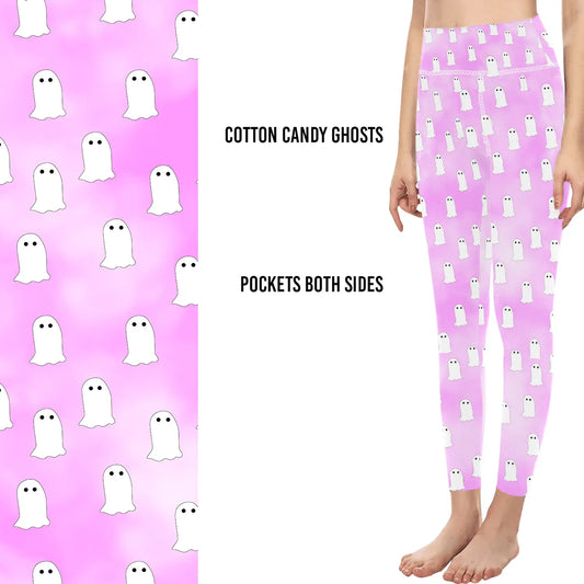 MM Leggings - Full Length with Pockets - Cotton Candy Pastel Ghosts - Main Product Image