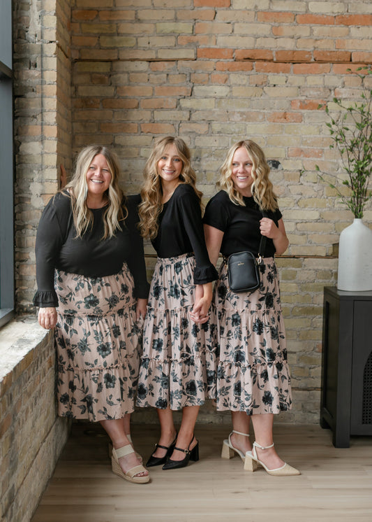 Giana Ruffle Tiered Midi Skirt Inherit Co.