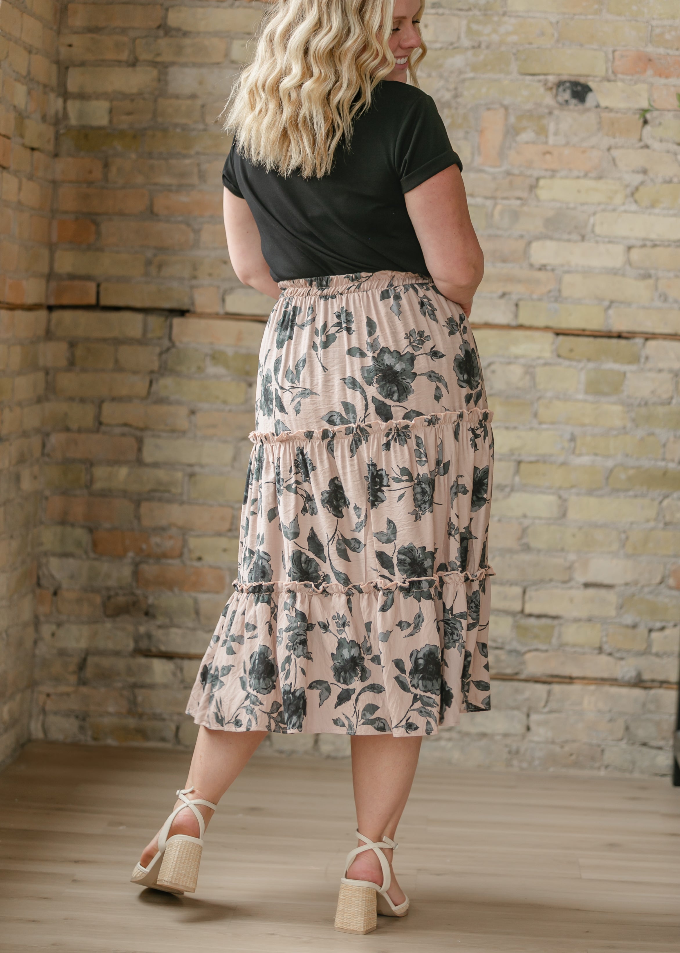 Giana Ruffle Tiered Midi Skirt Inherit Co.