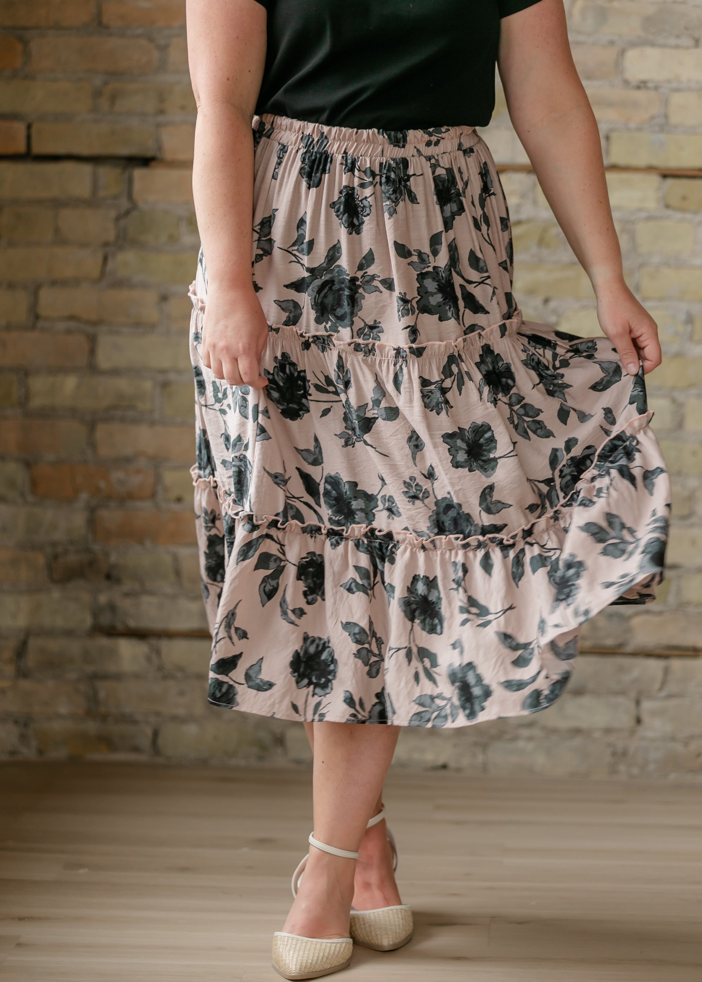 Giana Ruffle Tiered Midi Skirt Inherit Co.