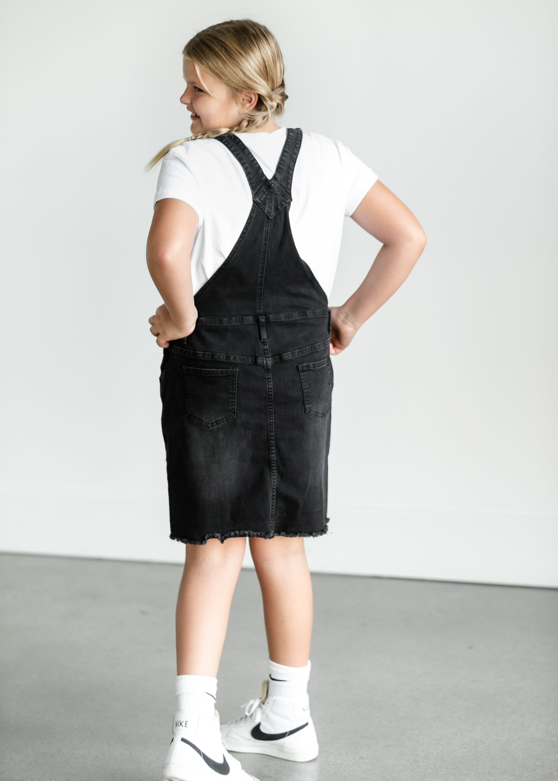 Girl's Aria Denim Overall Jumper Dress Inherit Co.