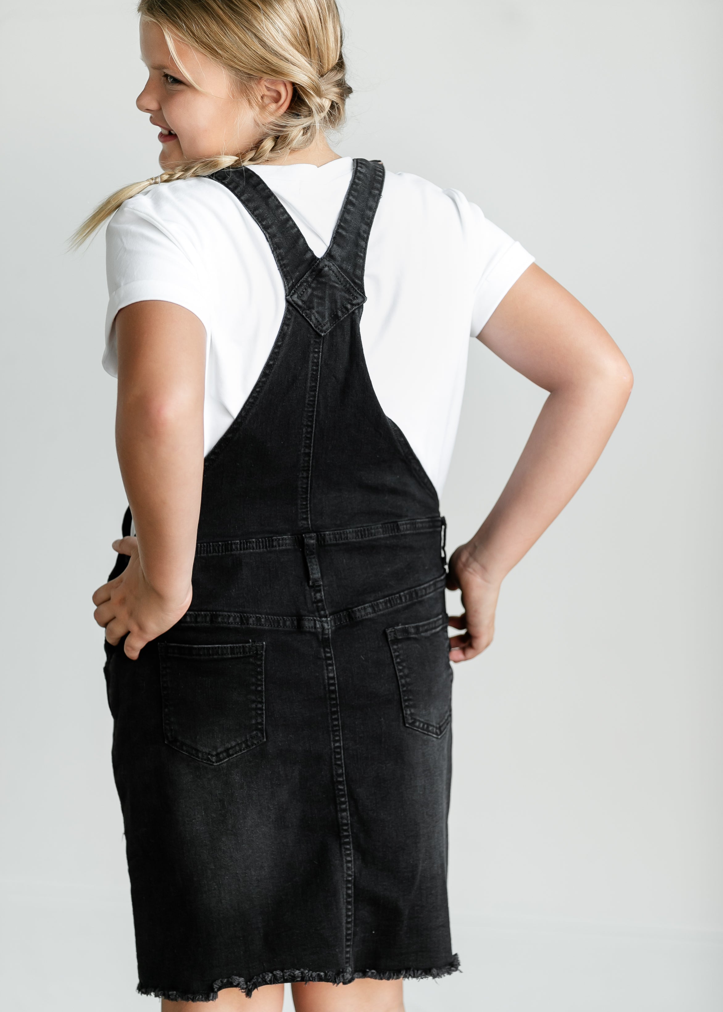 Girl's Aria Denim Overall Jumper Dress Inherit Co.