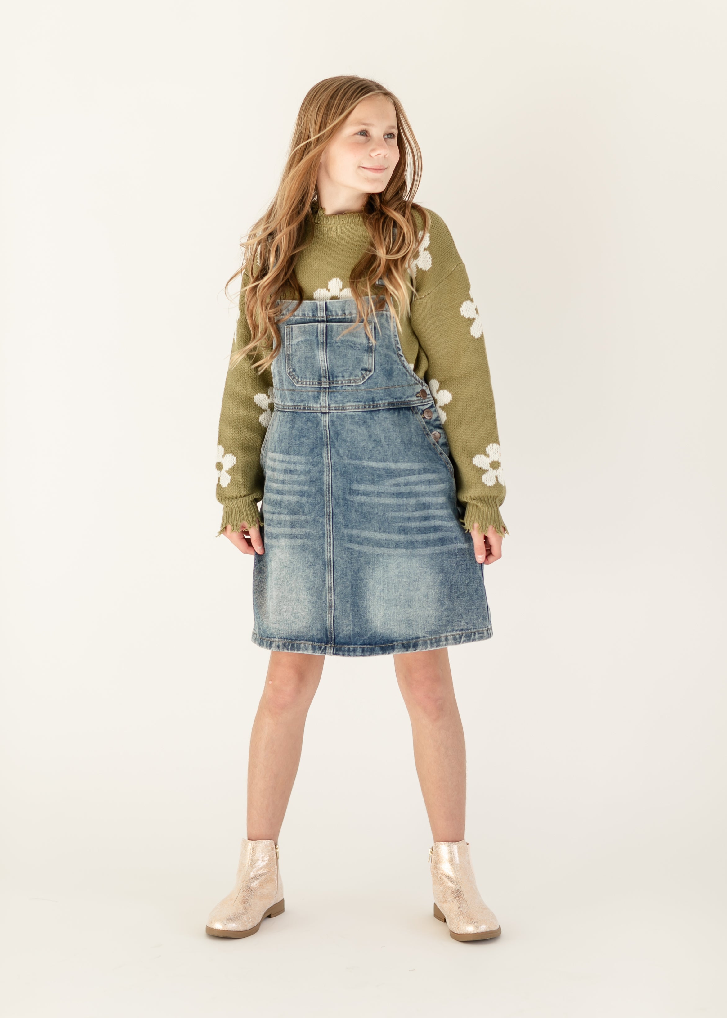 Girl's Blakely Denim Overall Dress Inherit Co.