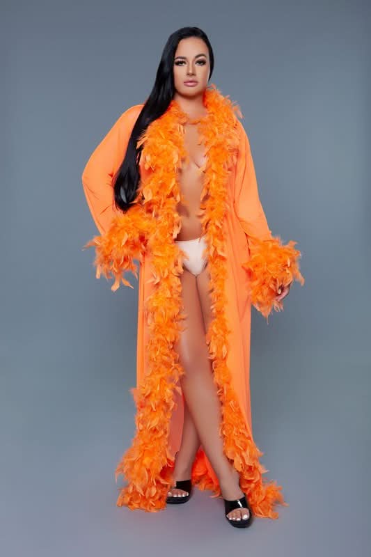 Glamour Boa Feather Trim Robe - Love Salve 