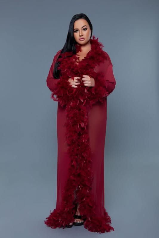 Glamour Boa Feather Trim Robe - Love Salve 
