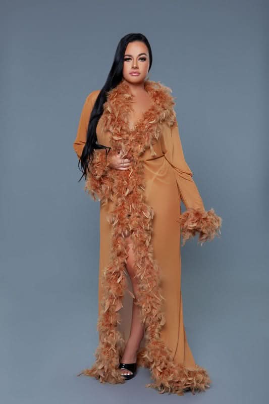 Glamour Boa Feather Trim Robe - Love Salve 