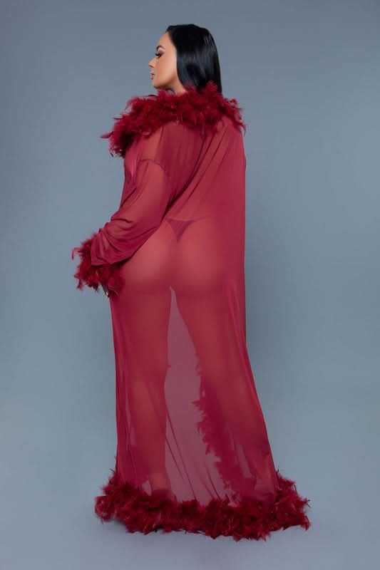 Glamour Boa Feather Trim Robe - Love Salve 