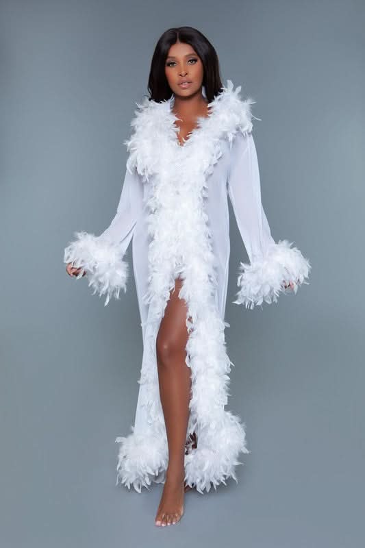 Glamour Boa Feather Trim Robe - Love Salve 