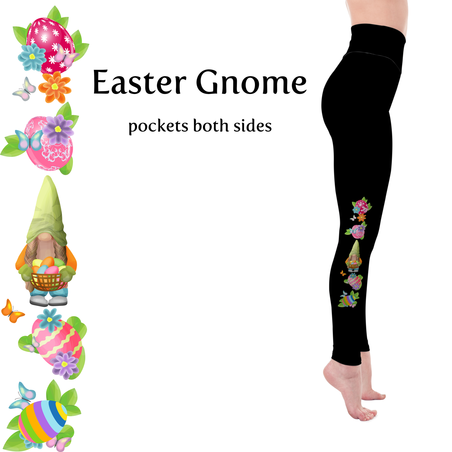 Easter Egg Gnome Handmade Leggings with Pockets MM