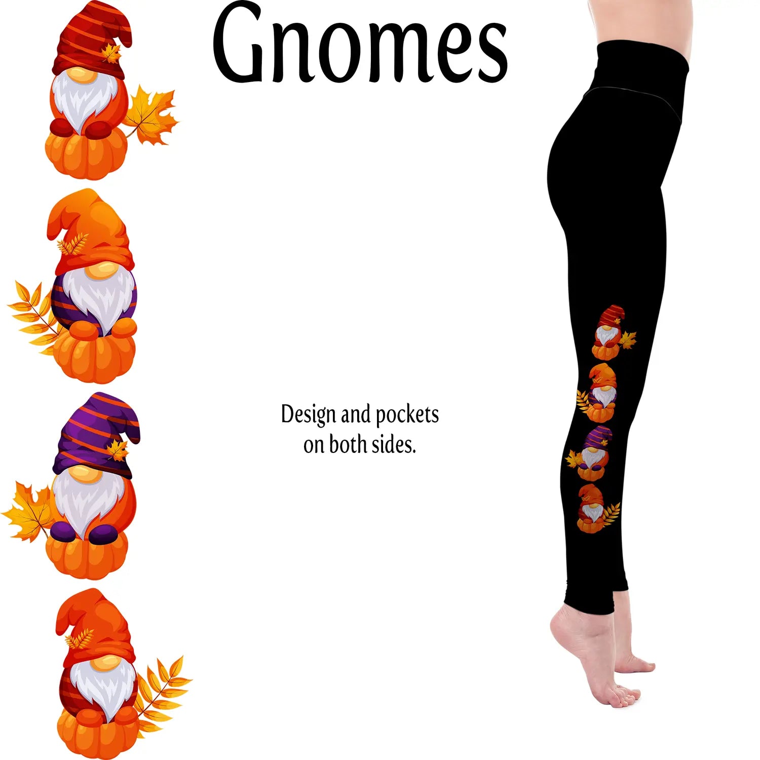 MM Leggings - With Pockets - Fall Gnomes Print - Main Product Image