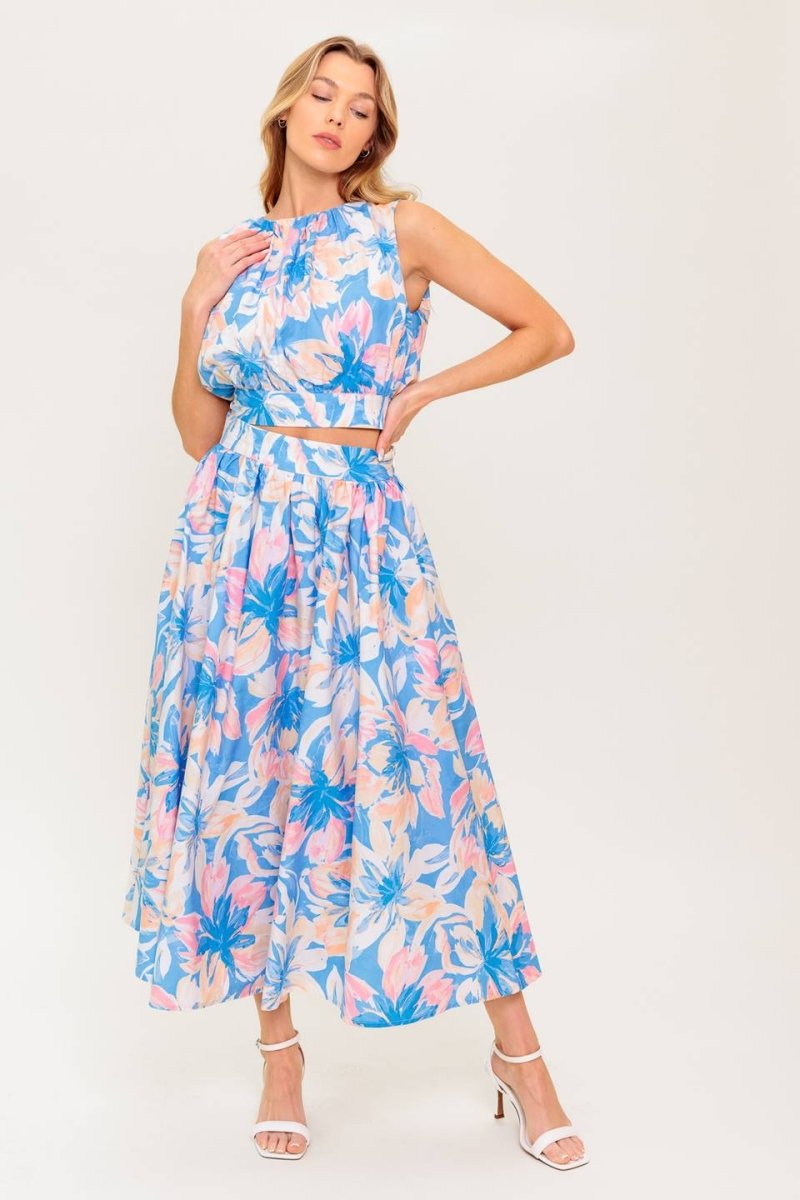 GOLDEN HOUR HARMONY WOVEN TOP AND SKIRT SET - Love Salve