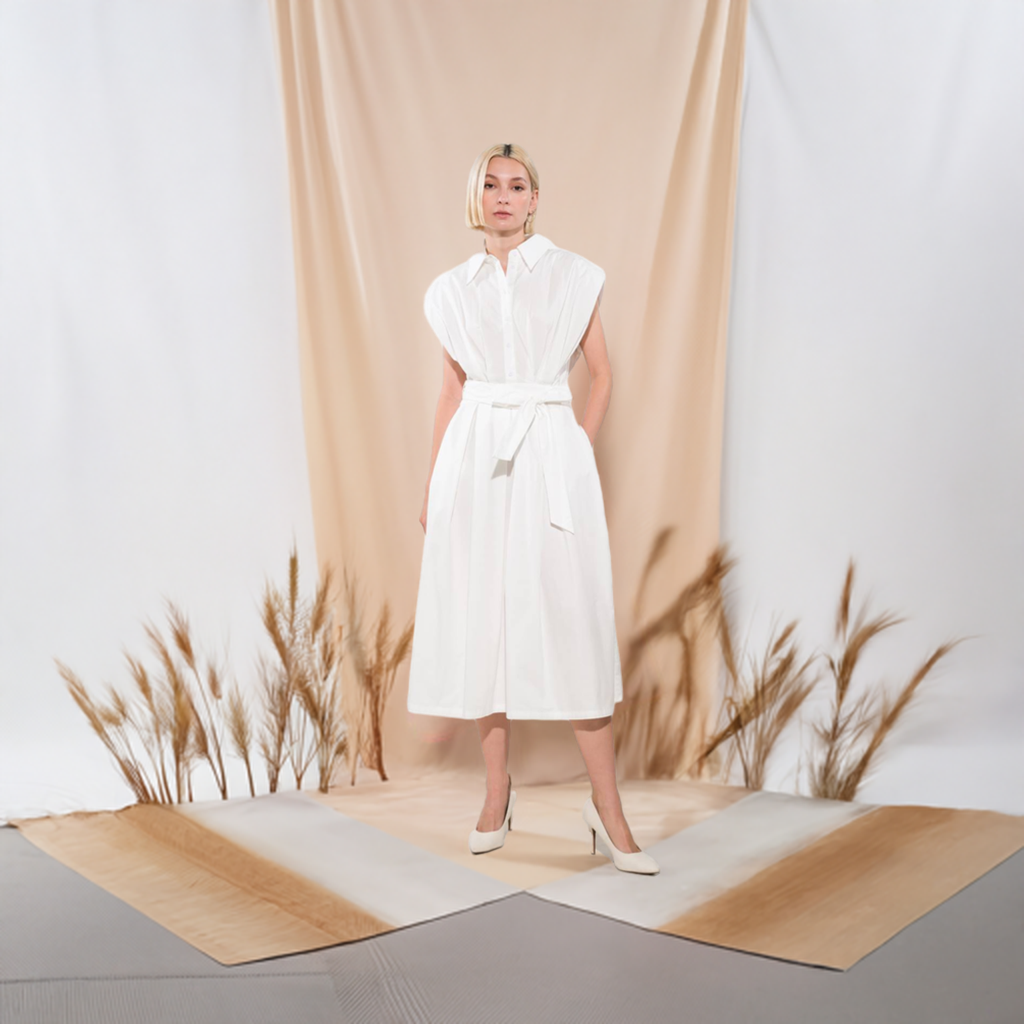 DEEPER CONNECTION WOVEN MIDI DRESS Flying Tomato