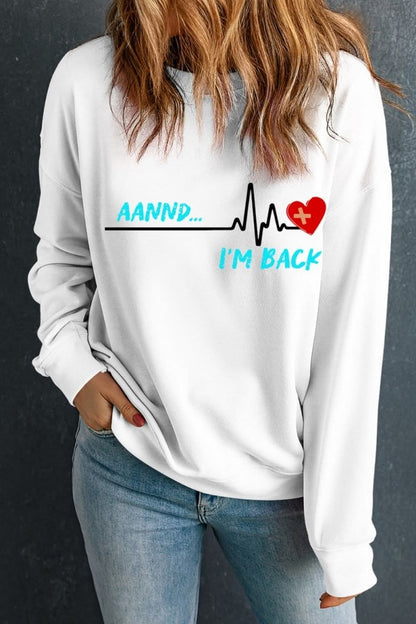 Graphic Round Neck Long Sleeve Sweatshirt - Love Salve 