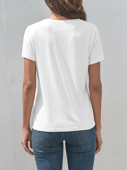 Graphic Round Neck Short Sleeve T-Shirt - Love Salve