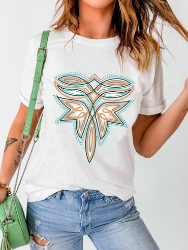 Graphic Round Neck Short Sleeve T-Shirt - Love Salve
