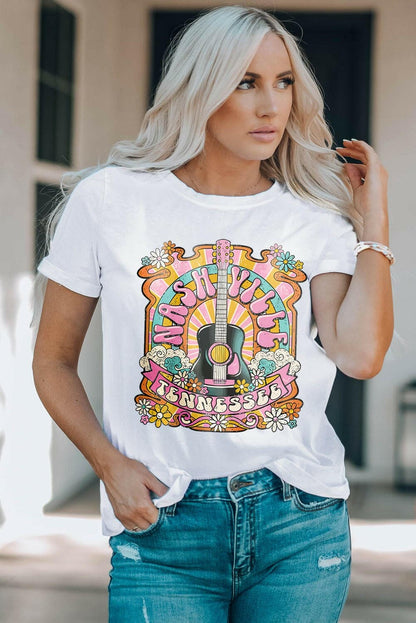 Graphic Round Neck Short Sleeve T-Shirt - Love Salve