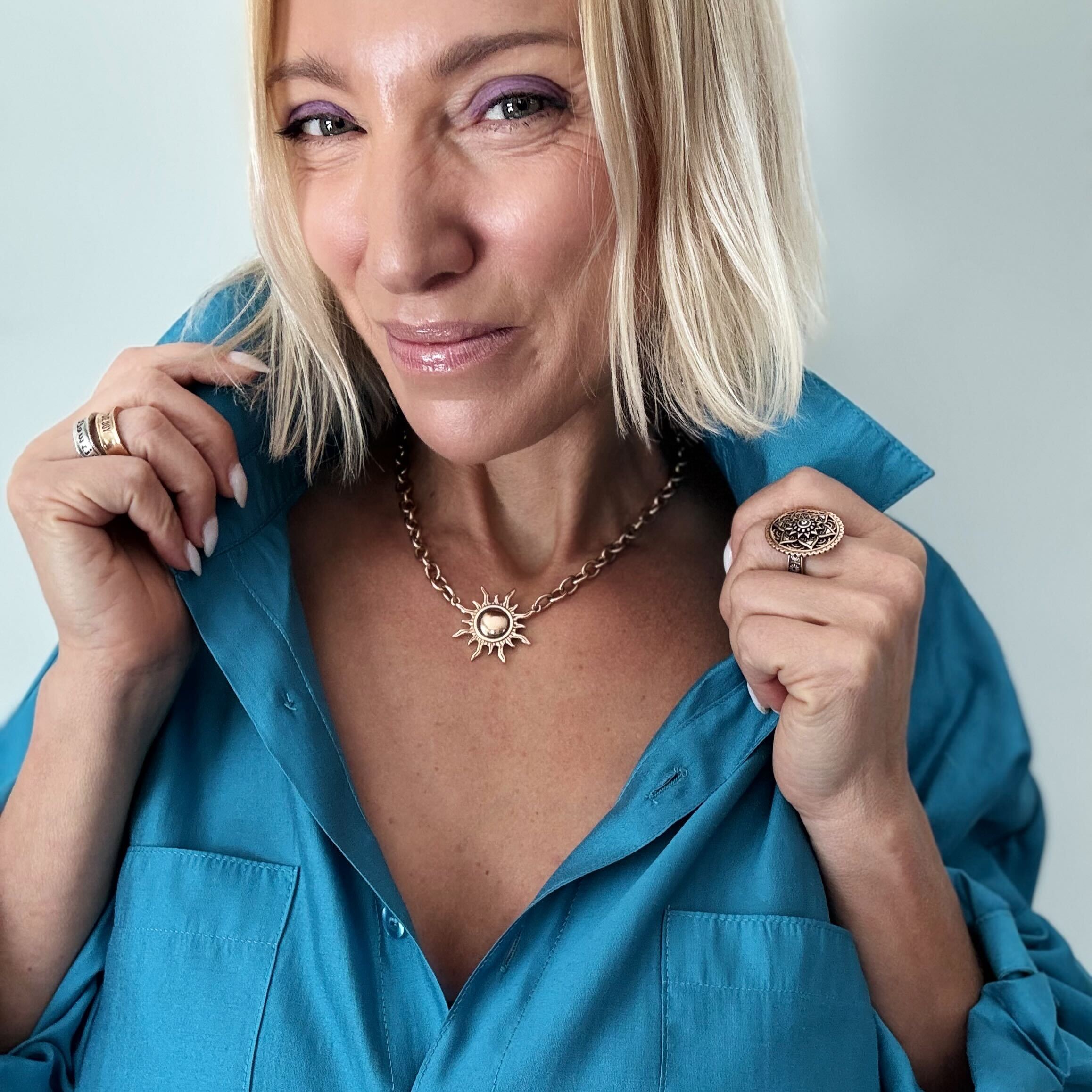 Katia Designs Grateful Sun Choker Necklace - Complete View