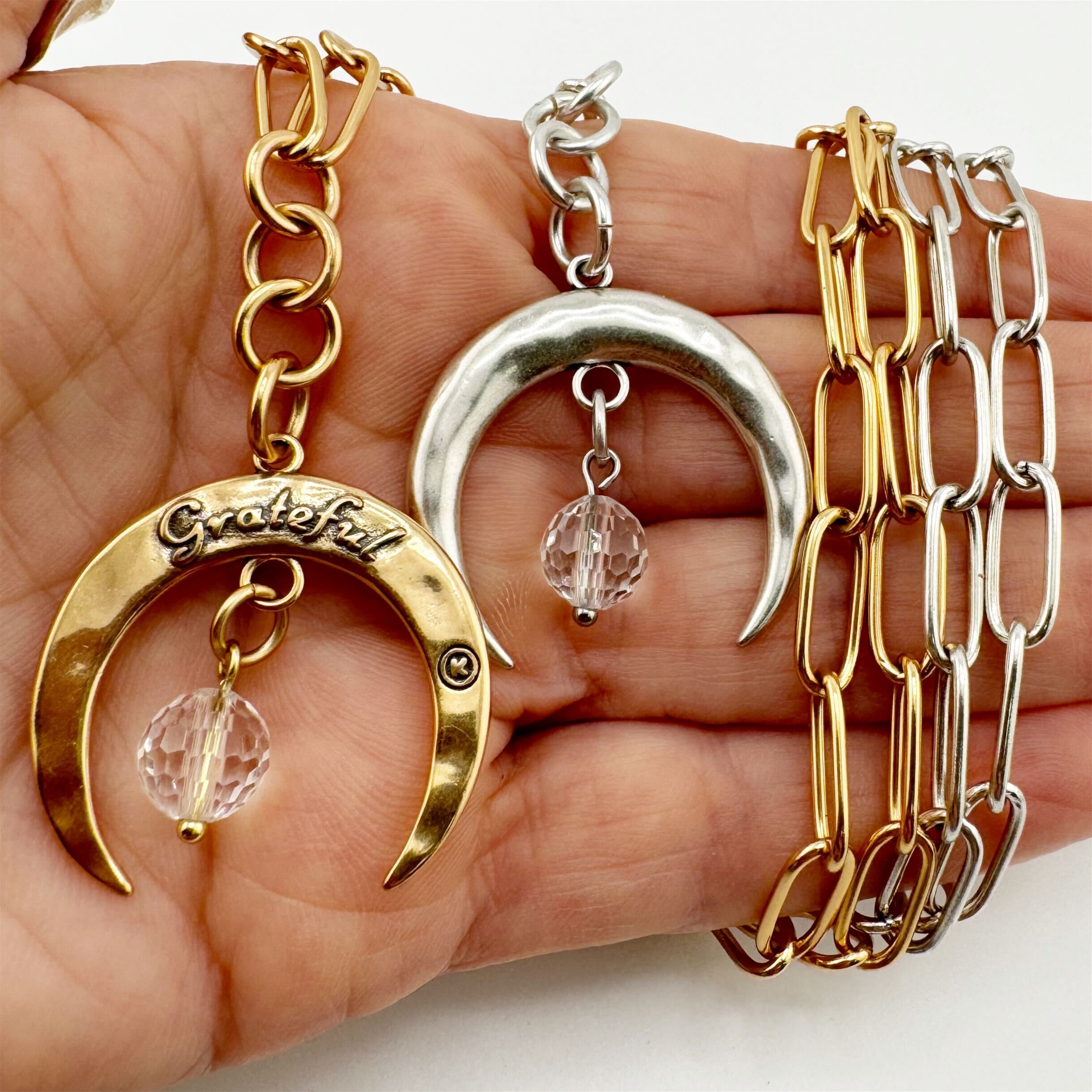 Grateful Crescent Moon Klink Necklace Katia Designs
