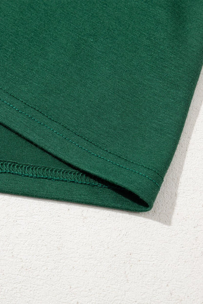 Green Contrast Lace Raglan Sleeve Pleated Detail Shift Dress - Love Salve 