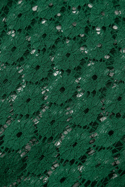 Green Contrast Lace Raglan Sleeve Pleated Detail Shift Dress - Love Salve 