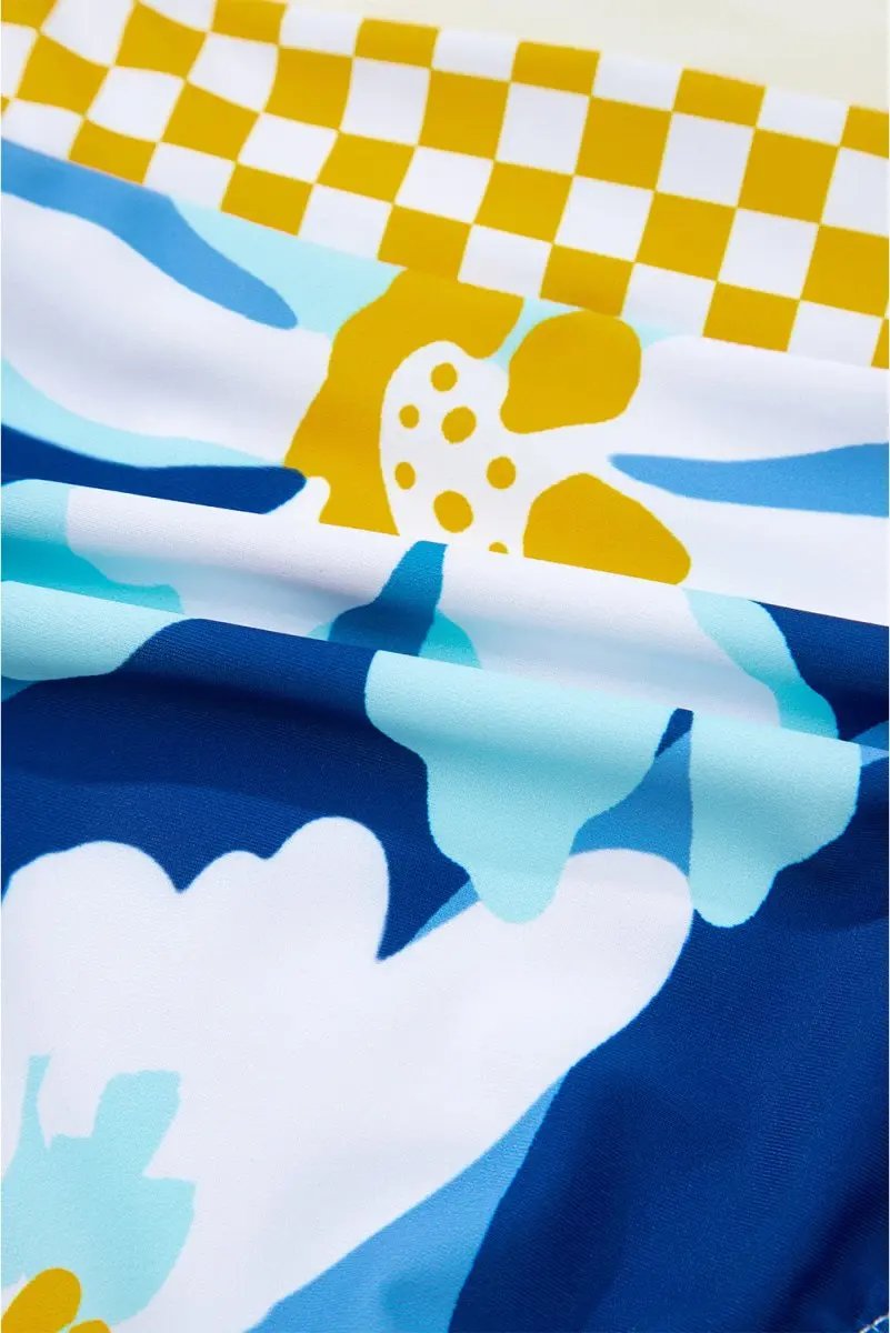 Green Floral Print Racerback Cutout High Waist 2pcs Bikini Set - Love Salve 