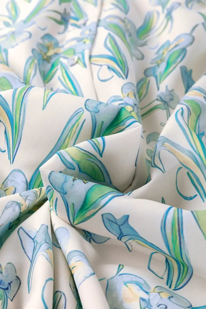 Green Floral Print Shirt Collar Buttoned Short Sleeve Shift Dress - Love Salve 