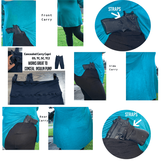 Concealed Carry Black  Leggings 230 gsm  Thick Not See Through- Bike Shorts Length MM