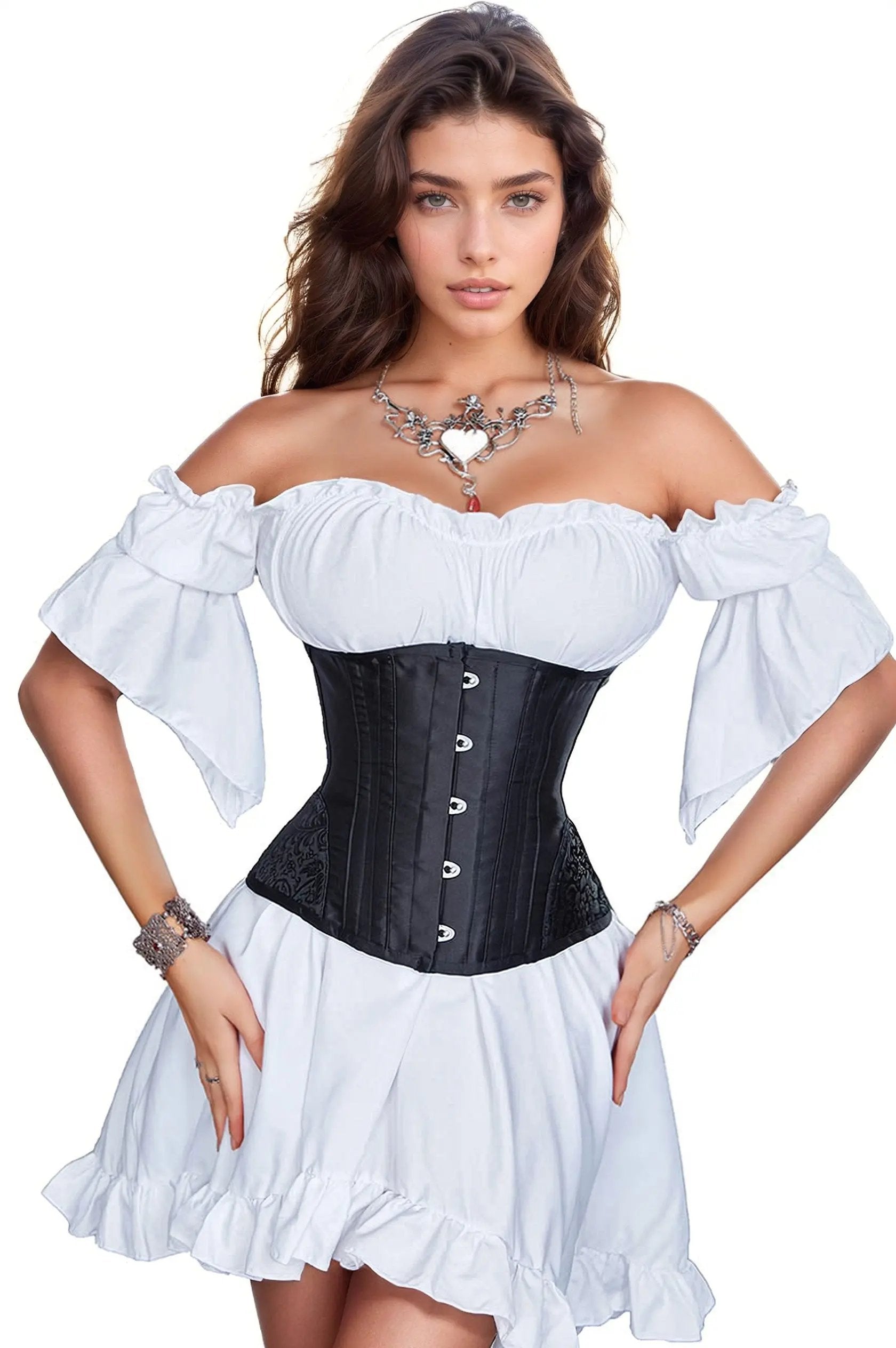 Black Steel Bone Waist Cincher 3wishes.com