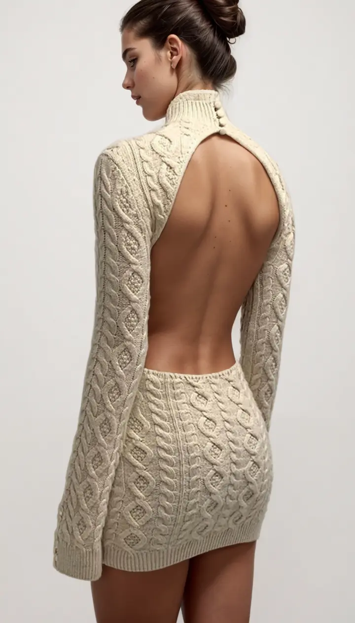 Cut Out Cable Net Mini Dress 3wishes.com