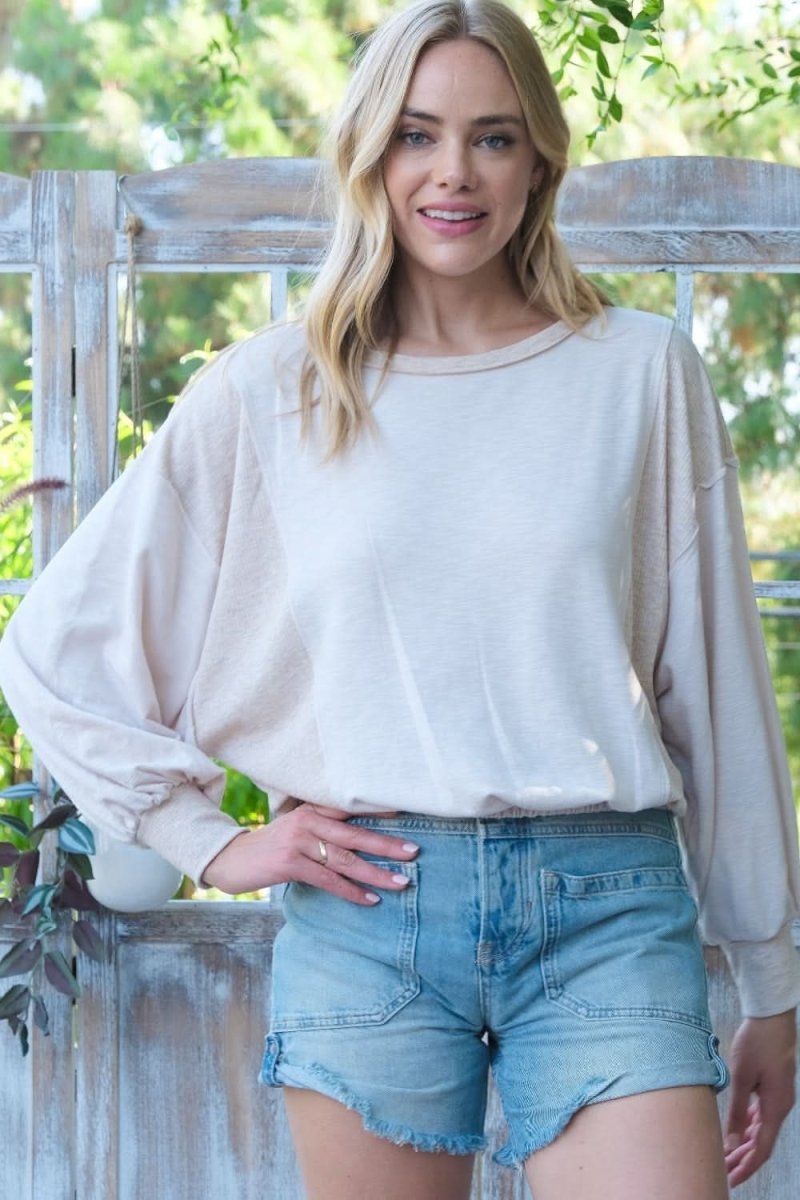 Hailey & Co Rib and Two Tone Knit Mixed Top - Love Salve 
