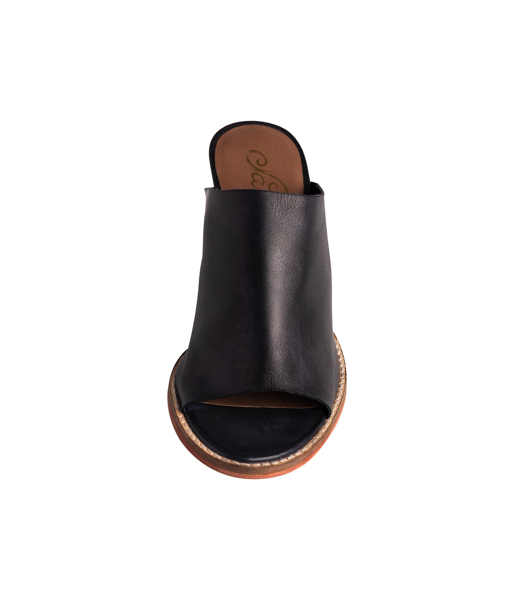 Hallie Black Heeled Sandal Leather Upper Padded Footbed Naughty Monkey